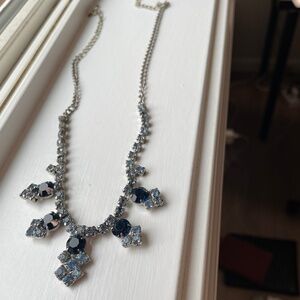 Vintage Rhinestone Necklace, 22" in length. Dark and light blue.